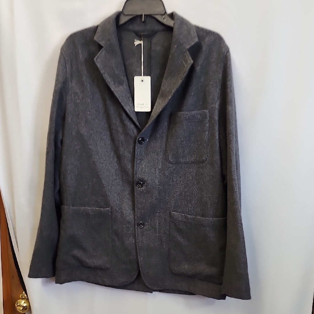 (0407) Hartford Gray Blazer with Relaxed Fit and Notched Lapels